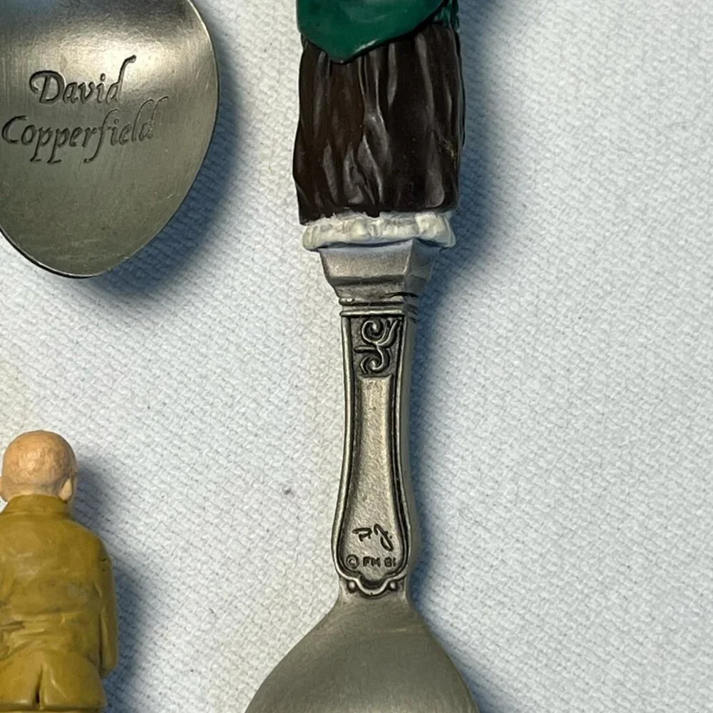 1981‎ Franklin Mint Charles Dickens Christmas Carol Set of 12 Pewter Spoons